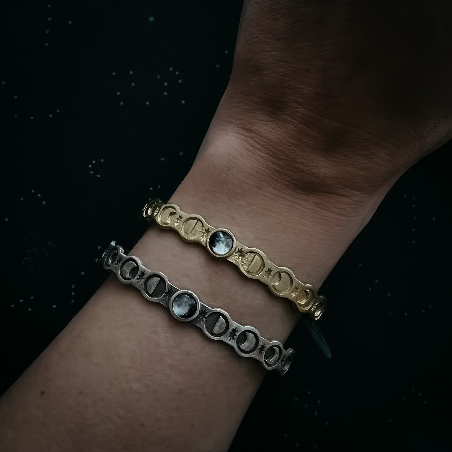 Thin My Moon Cuff Bracelet with Lunar Phases