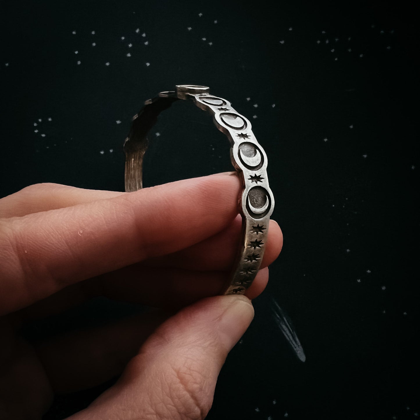 Thin My Moon Cuff Bracelet with Lunar Phases
