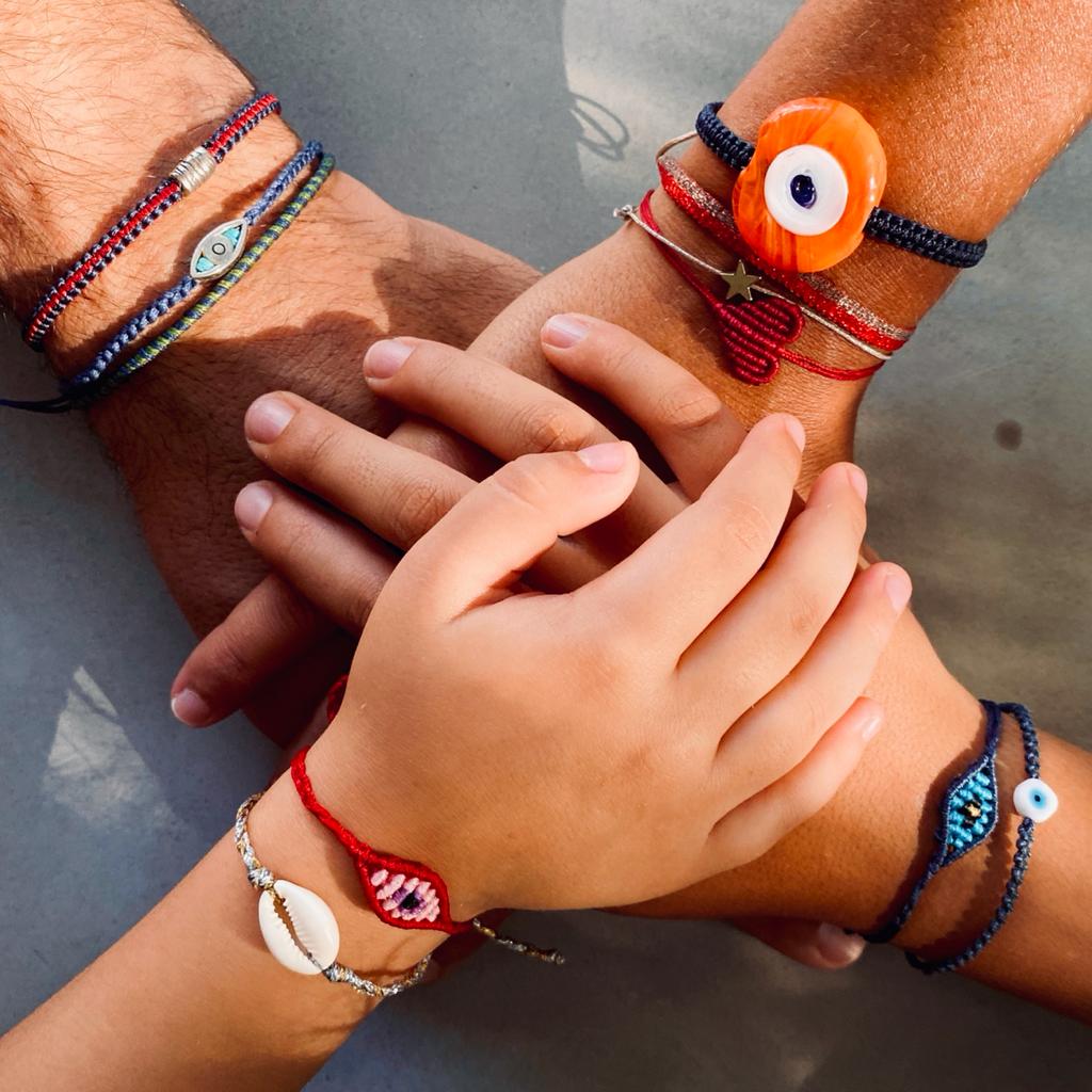 Pumpkin Glass Evil Eye Bracelet