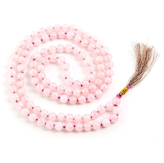 Rose Quartz Mala Prayer Beads - 8mm